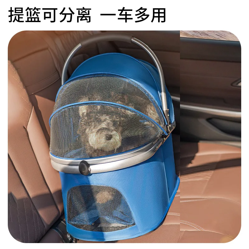 Cochecitos para mascotas, bolsa plegable para perros pequeños y medianos, bolsa para gatos al aire libre, empuje manual para caminar, productos para mascotas de Gas extranjero - imagen 2