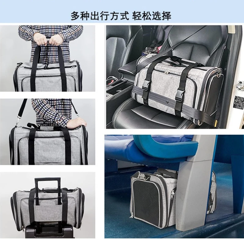 Bolso portátil multifuncional de doble cara para expansión de mascotas, gran capacidad, transpirable, para viajes al aire libre, gato, perro, portátil Universal - imagen 3
