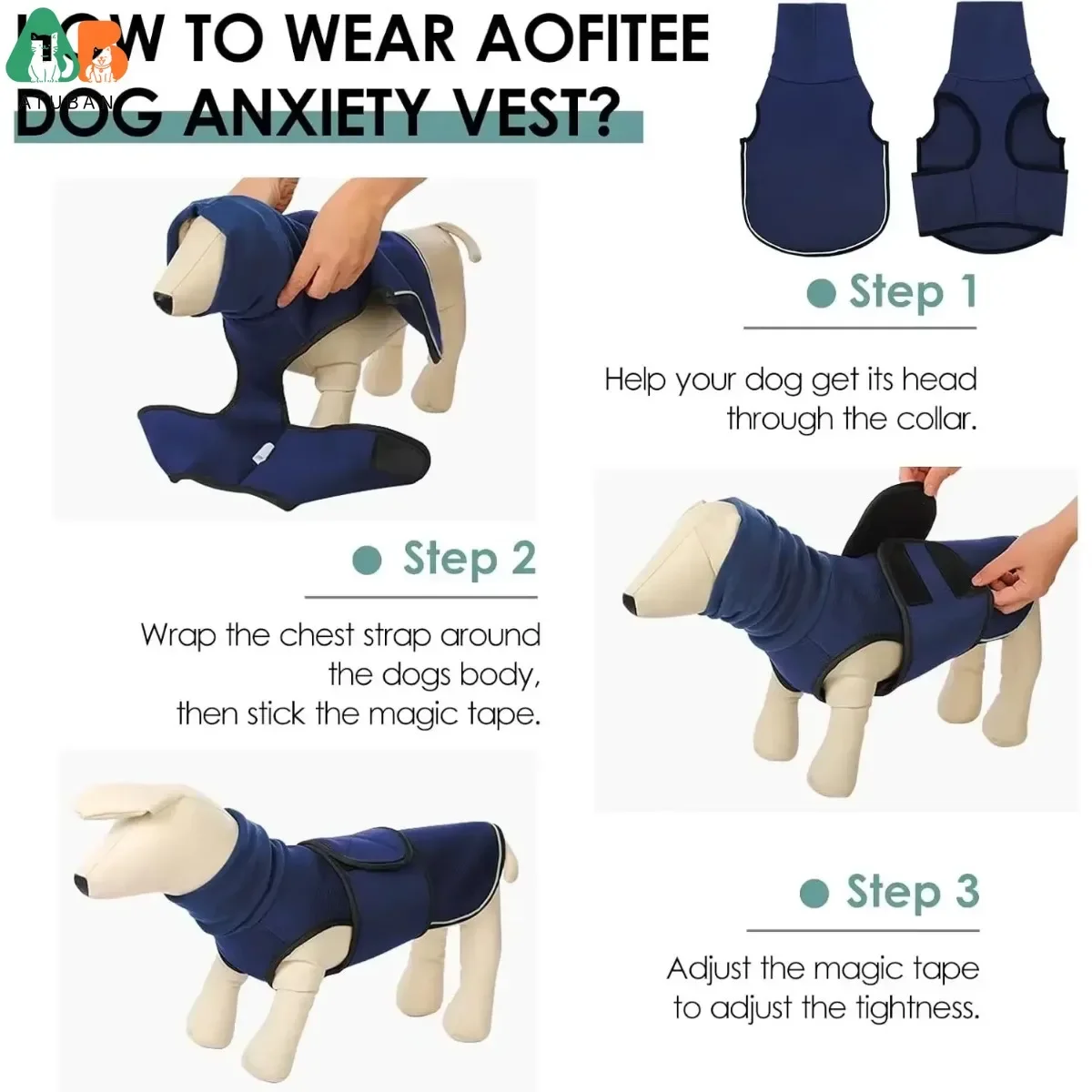 Chaleco de ansiedad para perros, chaqueta de trueno para perros grandes, chaqueta calmante con capucha, chaqueta de ansiedad para perros, sudaderas con capucha para perros para ruido - imagen 4