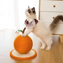 Rascador para gatos de sisal naranja con bola de juego segura