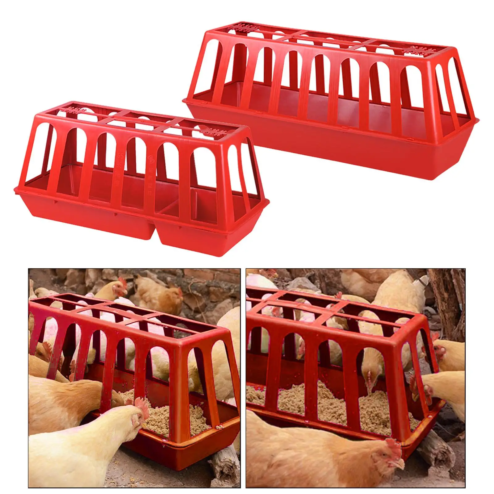 Chicken Feeders Trough Chick Feeding Basin Feeding Tray for Livestock Pets Supply Smooth Edge Easily Install Durable with Holes