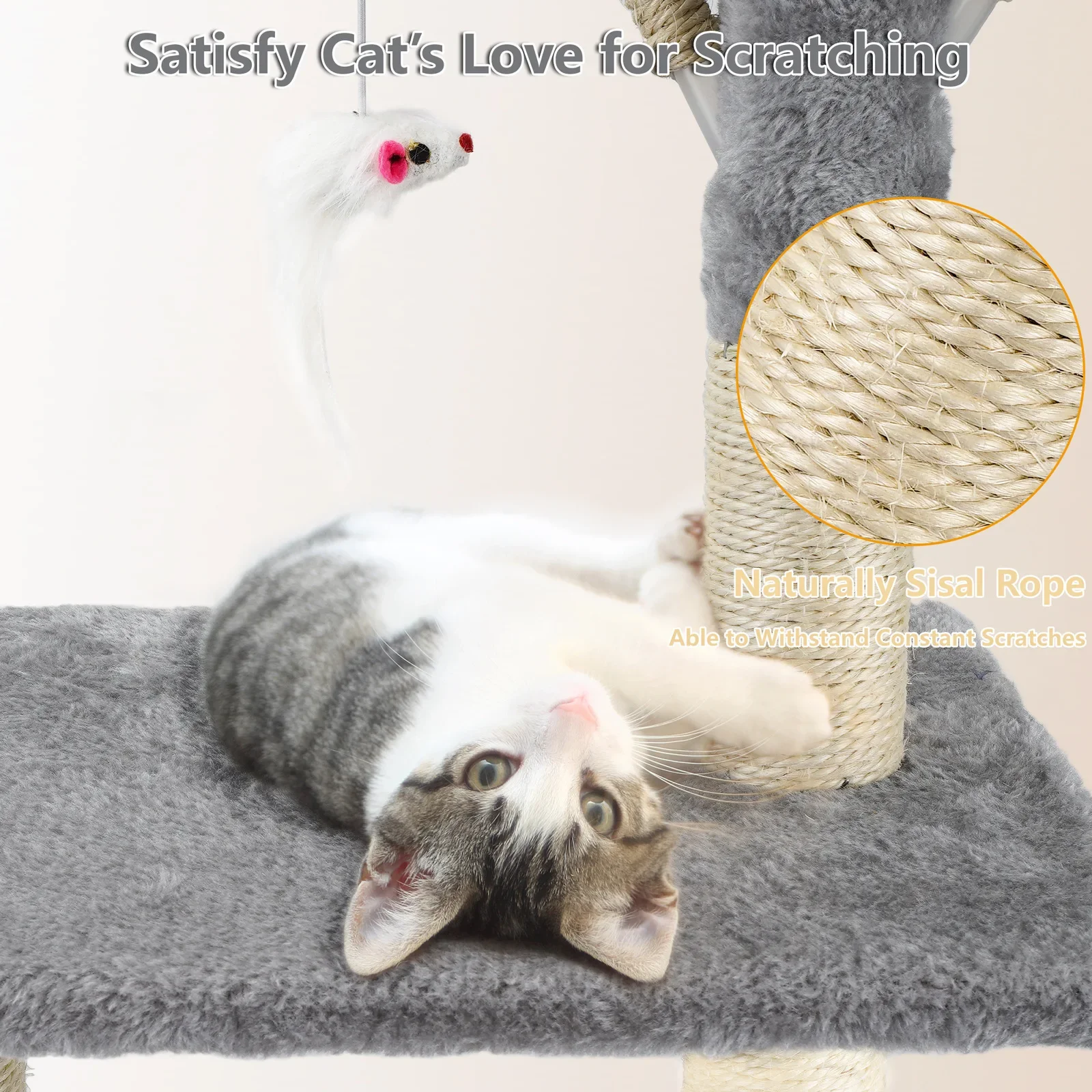Árbol rascador para gatos con nido integrado y plataforma de salto - imagen 2