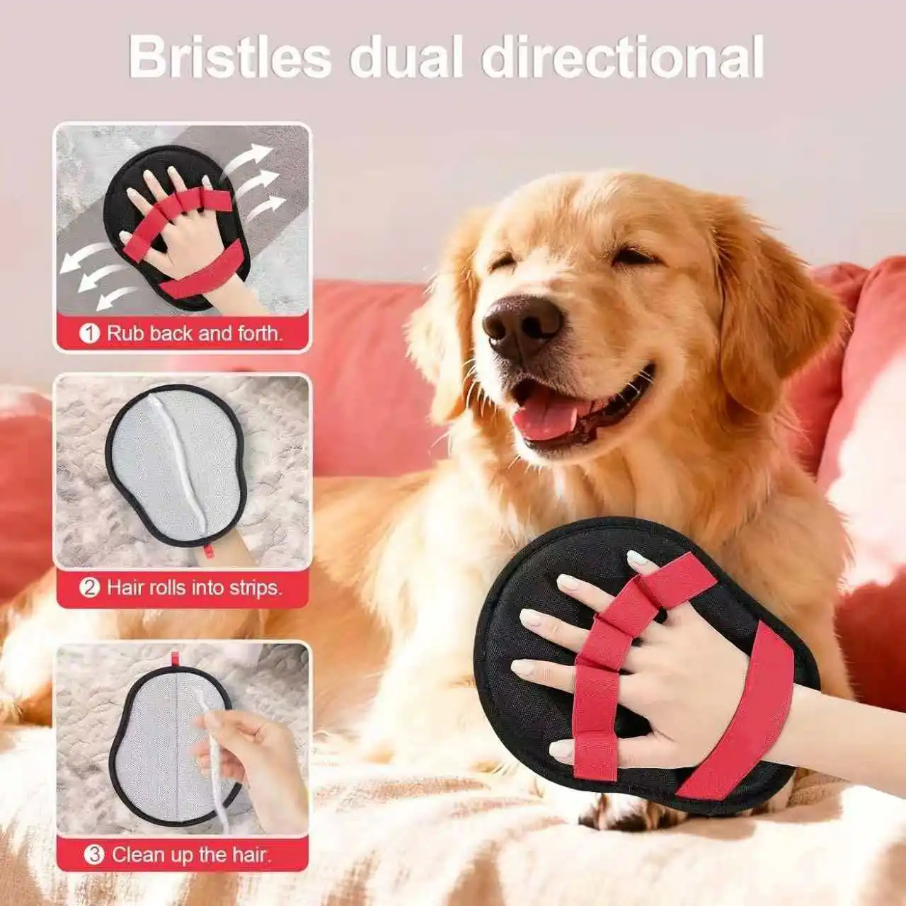 Guantes reutilizables para quitar el pelo y perros con cepillo mágico estático de 5 dedos, adecuados para muebles, alfombras, ropa, adhesivo estático - imagen 3