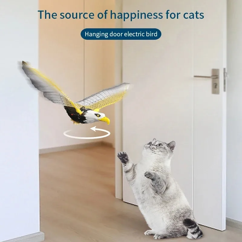 Juguetes interactivos de simulación de pájaro para gatos, Águila colgante eléctrica, pájaro volador, juego de burlas para gatos, palo para rascar, cuerda, juguetes para mascotas - imagen 3