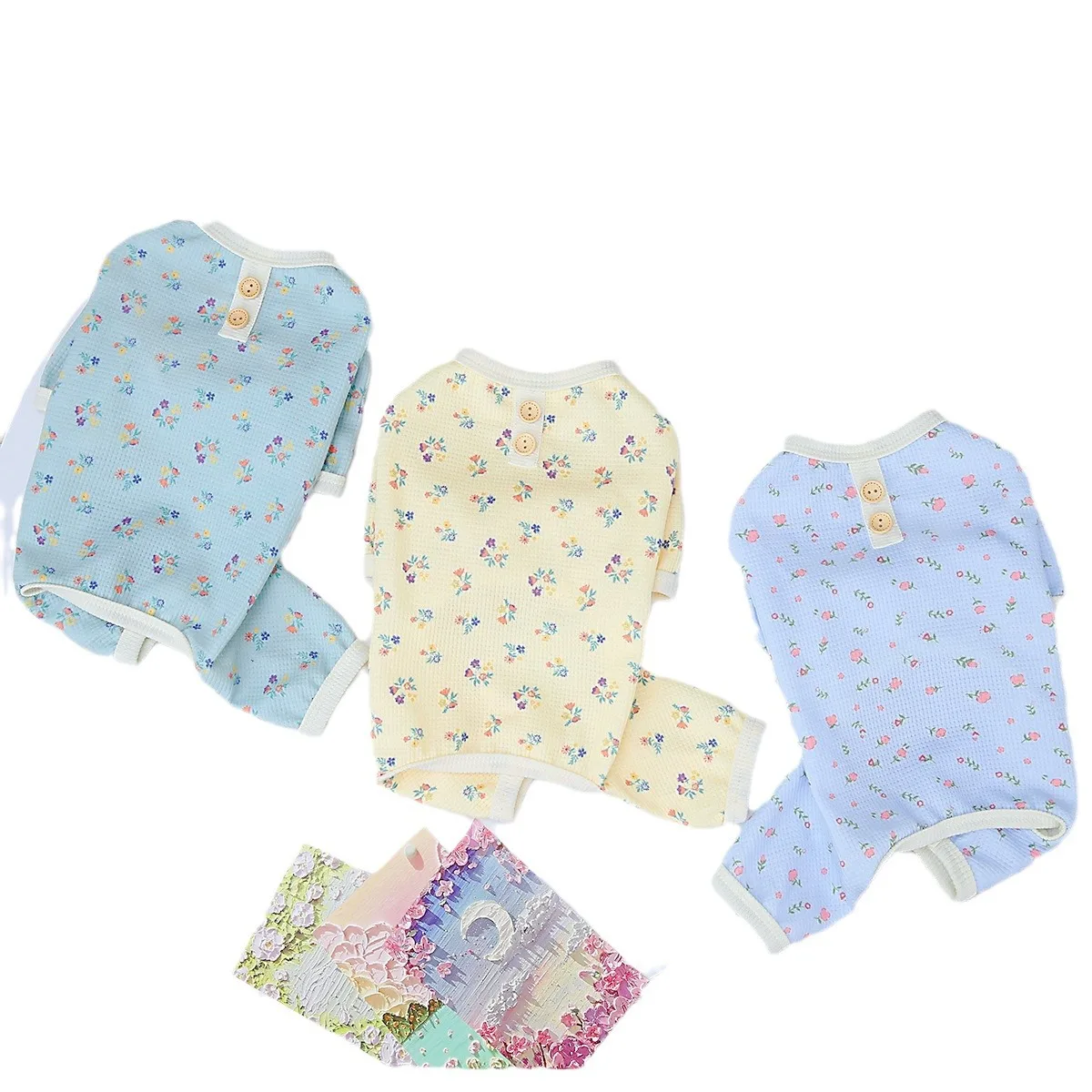 Primavera y otoño mono para mascotas Huafu Ge ropa Floral para el hogar gato de peluche pantalones de cuatro patas perro camisa inferior de cuatro patas cachorro - imagen 5