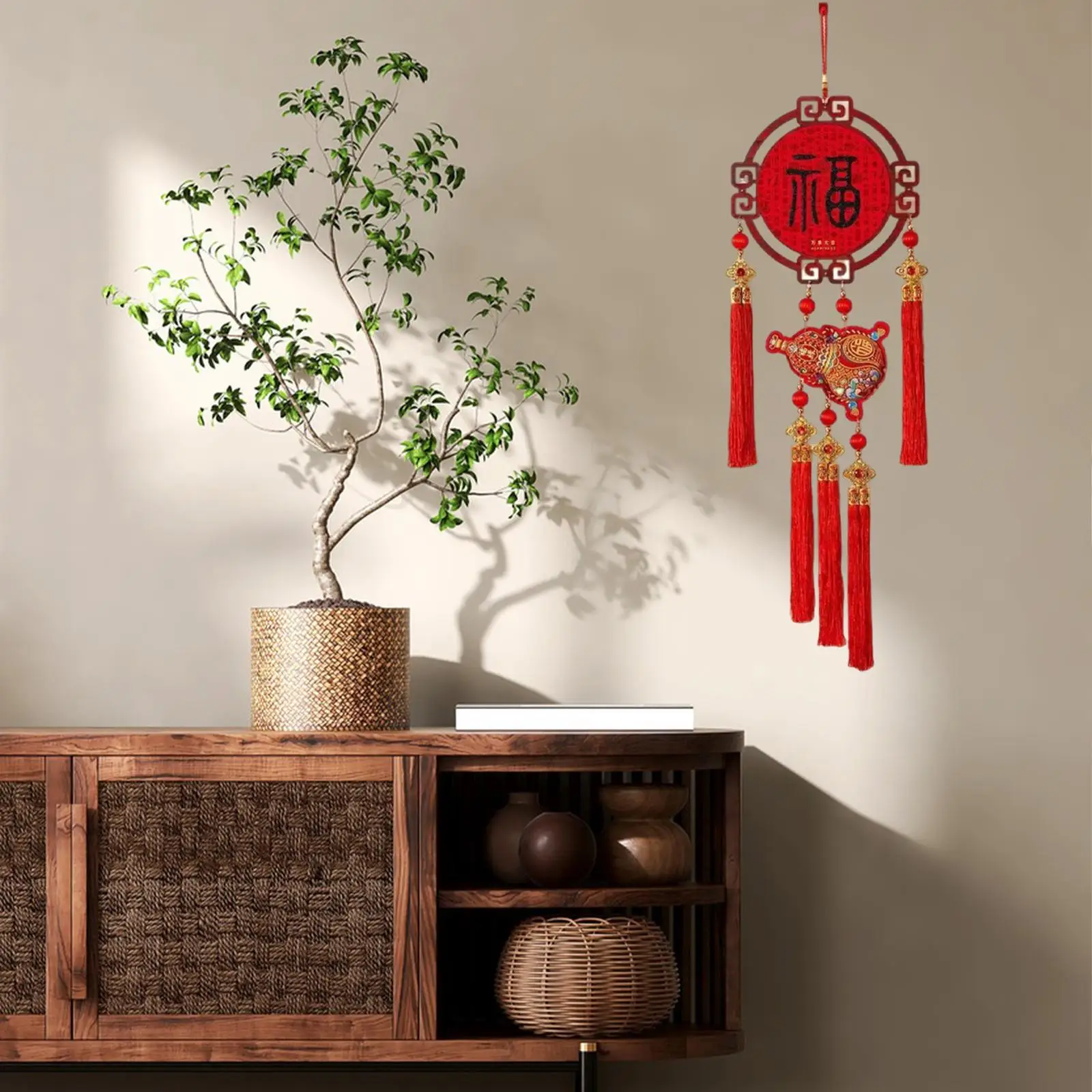 Colgante de Año Nuevo de tela flocada, adorno colgante de personaje chino Fu para fiesta de inauguración de la casa y decoración de Año Nuevo Lunar - imagen 4