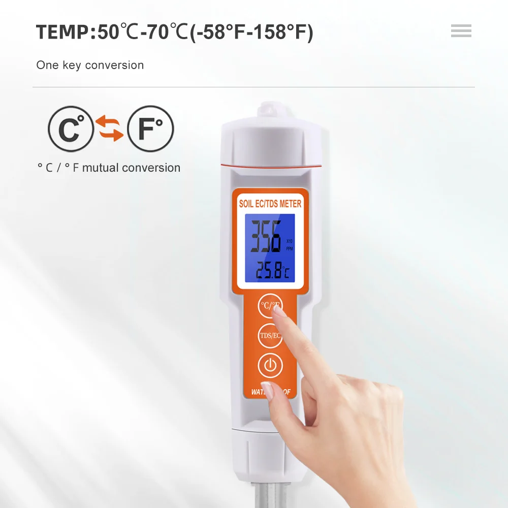 Medidor de suelo Digital 3 en 1, Detector de calidad de suelo para agricultura, jardín y granja, temperatura EC TDS, 661 - imagen 4