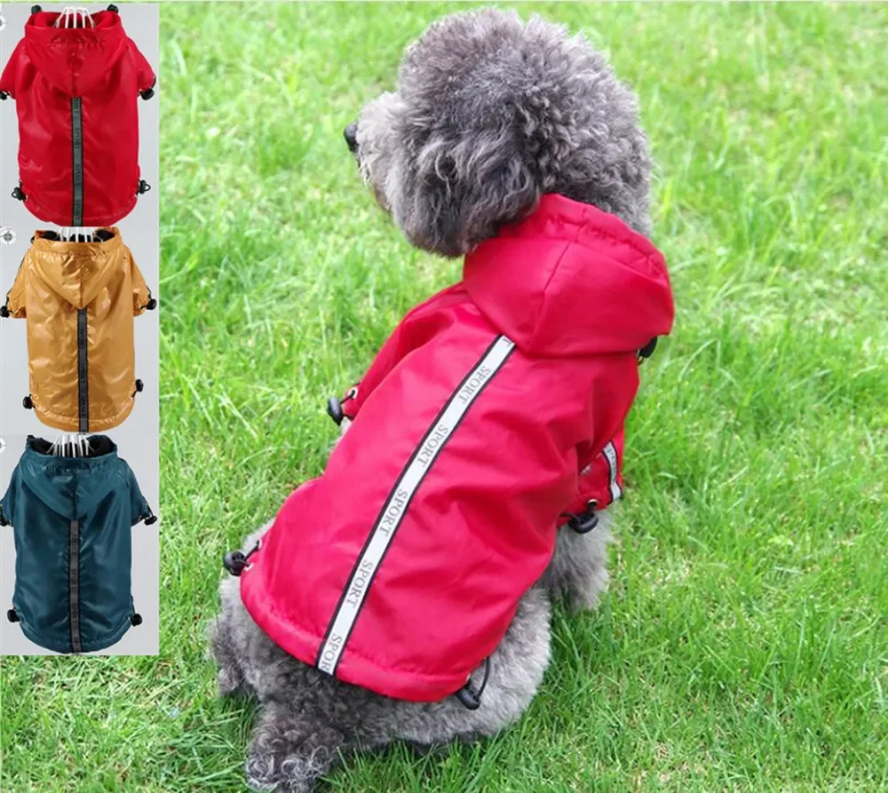 Chubasquero para mascotas, chaqueta con capucha y tira reflectante, XS-3XL de lana cálida, para Otoño e Invierno