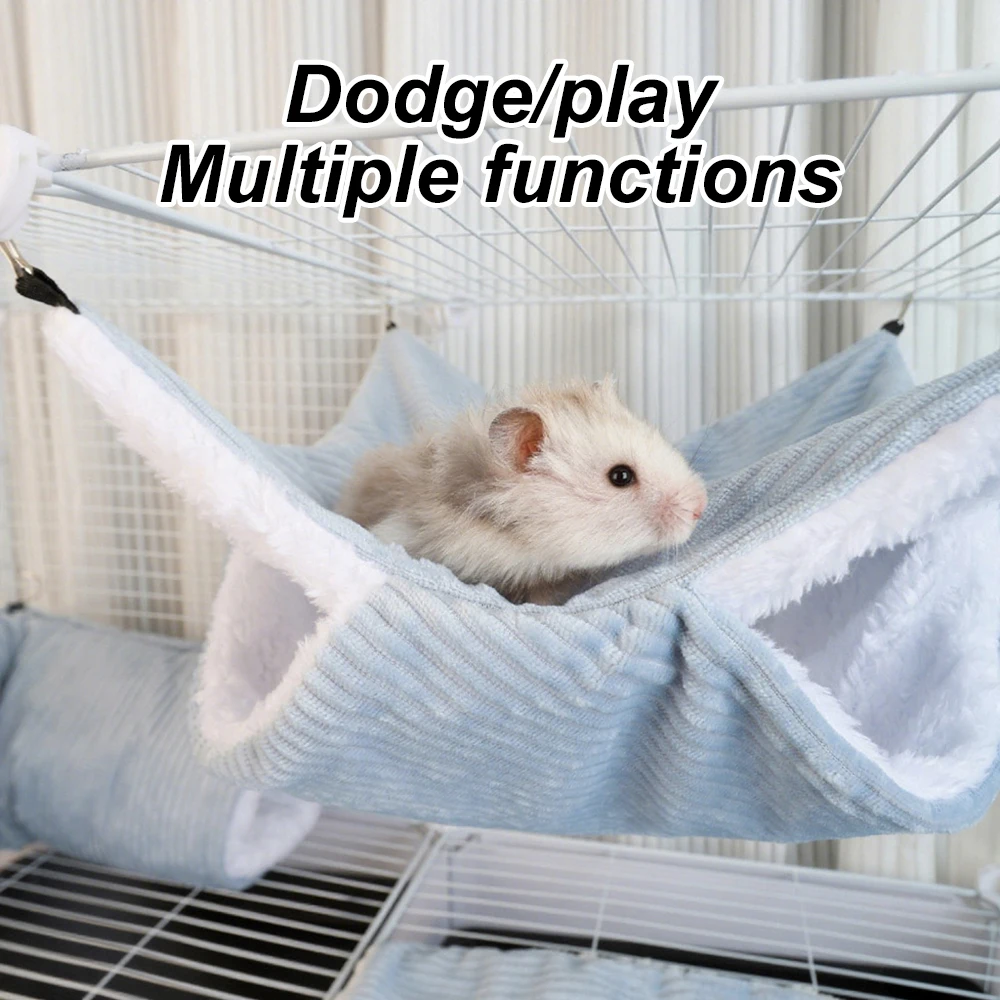 Hamaca para rata, cama cálida de felpa de grosor doble para casa de hámster, saco de dormir colgante para árbol, conejillo de indias, suministros para mascotas, 1 ud. - imagen 5