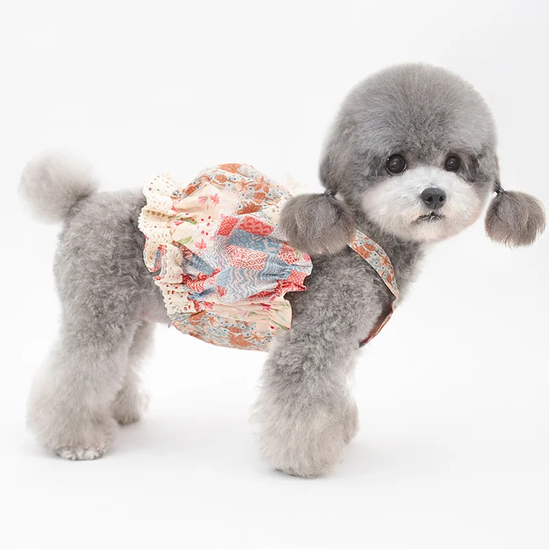 Vestido de lujo con farol para perro y niña, camisa para fiesta de boda, falda bonita para cachorro, ropa para perros de primavera y verano para perros pequeños, peluche - imagen 2