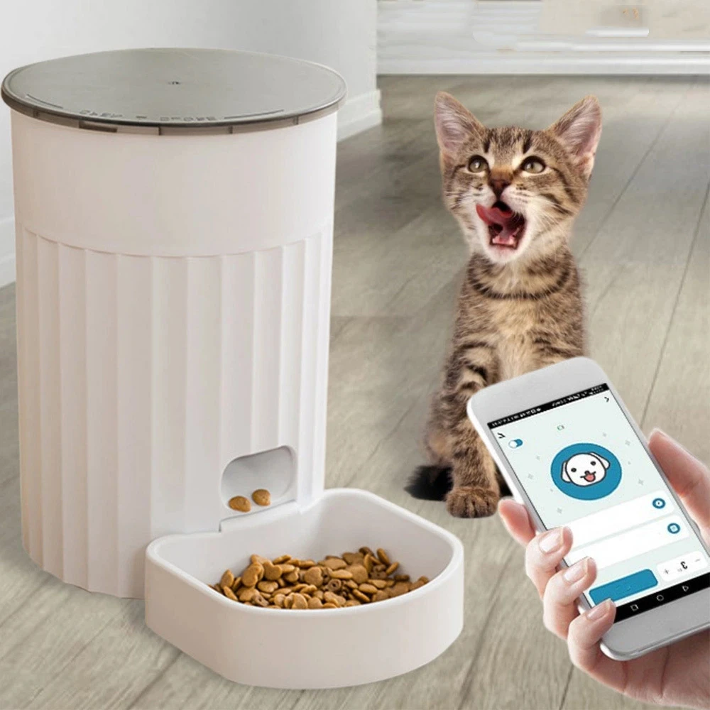 Alimentador automático inteligente con Control por aplicación para mascotas, dispensador automático de alimentos para gatos y perros, suministros para mascotas de operación Simple con Control de porciones