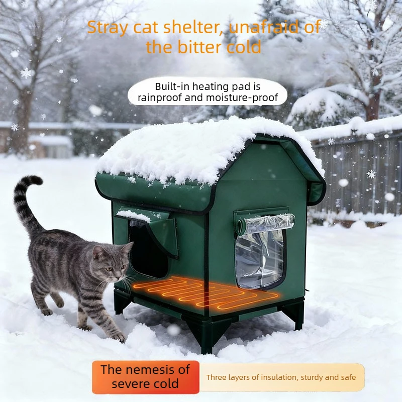 Cama calentada para gatos exterior – Refugio pliable todas las estaciones - imagen 2