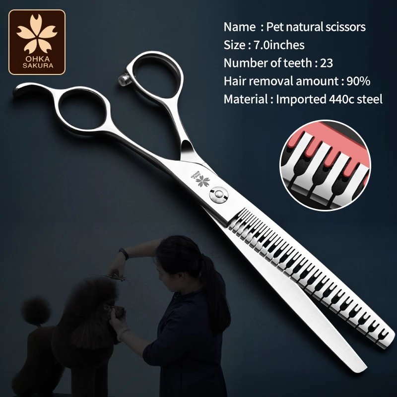 Tijeras naturales de aseo para mascotas con una tasa de depilación del 90% para adelgazamiento de huesos de pescado, especialmente diseñadas para salones de belleza - imagen 5