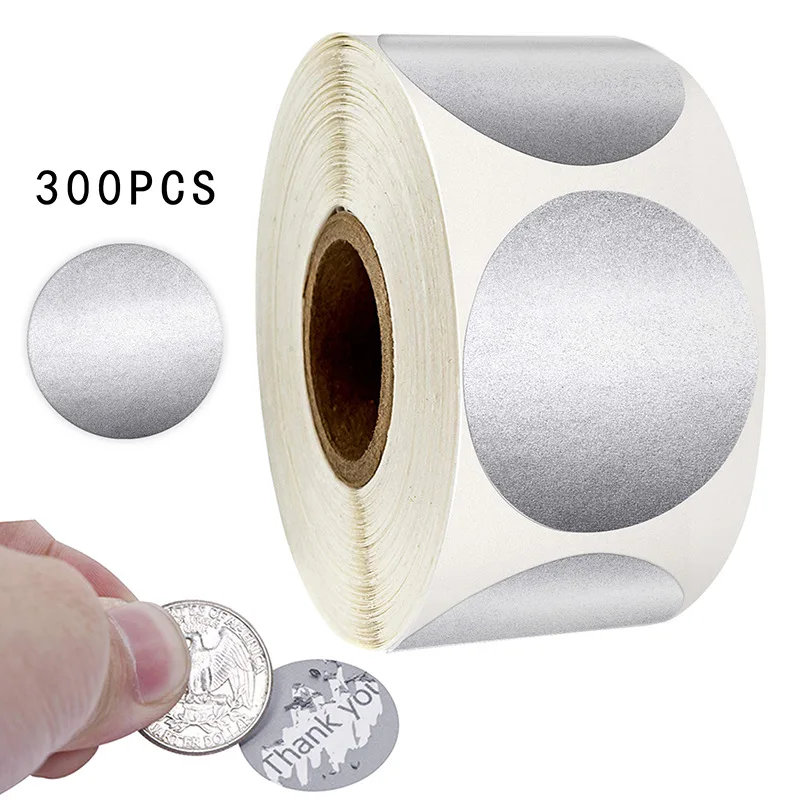 300PCS scratch silver sticker label roll explosive packaging for crafts scrapbooking DIY projects - imagen 2