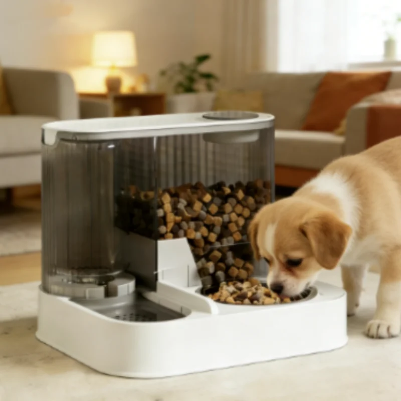 Comedero automático para gatos y perros con fuente de agua