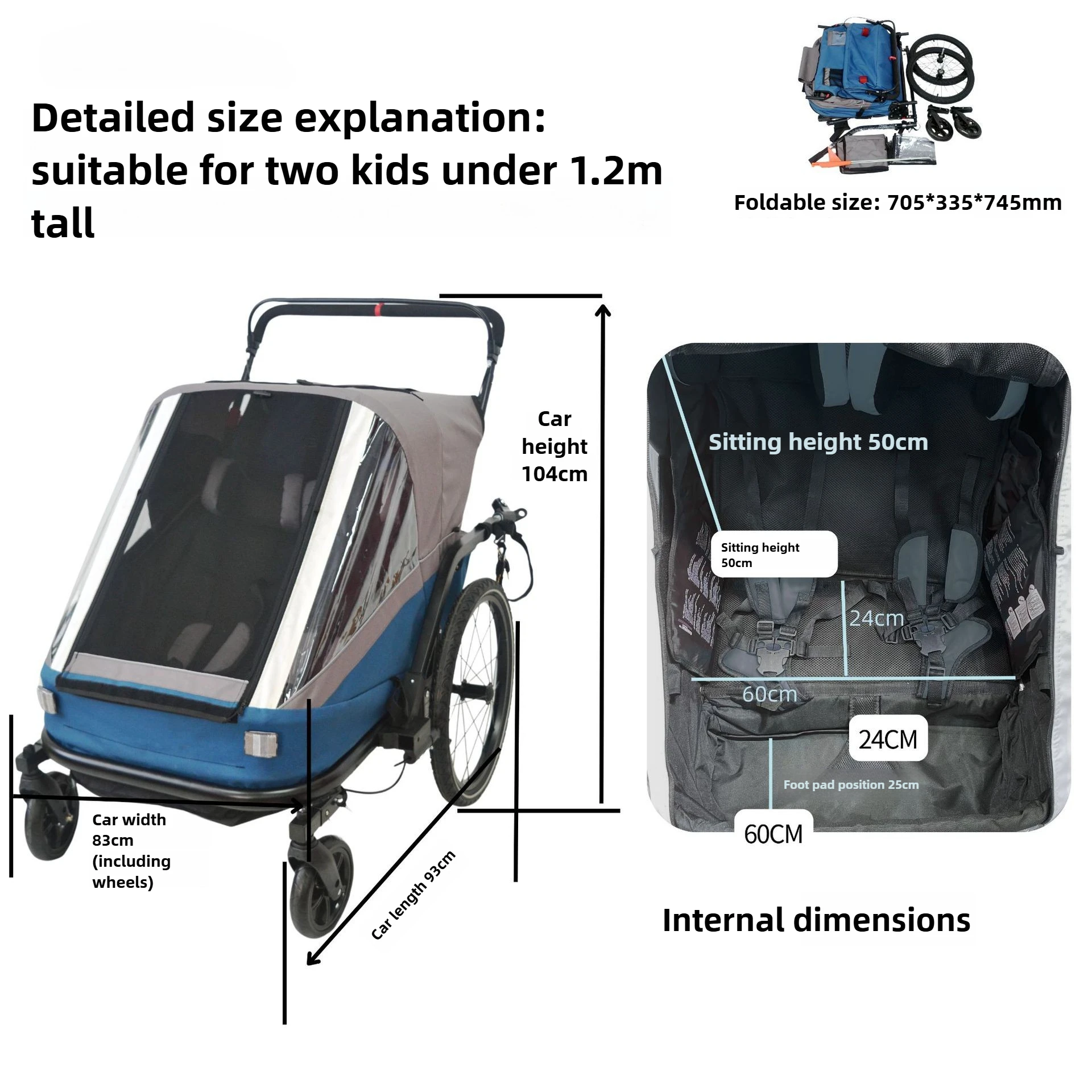 Carro para mascotas, remolque de bicicleta doble para exteriores, carrito diario para viajes al aire libre, remolque de bicicleta, productos para perros 3 en 1 - imagen 3