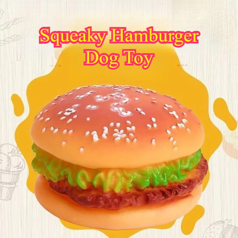Juguete chirriante para perros con hamburguesa, juguete para masticar para limpieza de dientes y cuidado molar, juguetes interactivos para morder mascotas para perros - imagen 5