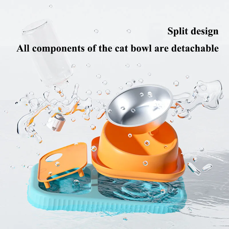Cuenco doble para gatos, protección Cervical para el cuello, cuenco alto para pies, evita que se vuelque, bebedero automático, cuencos de comida para perros y gatos, suministros para mascotas - imagen 4