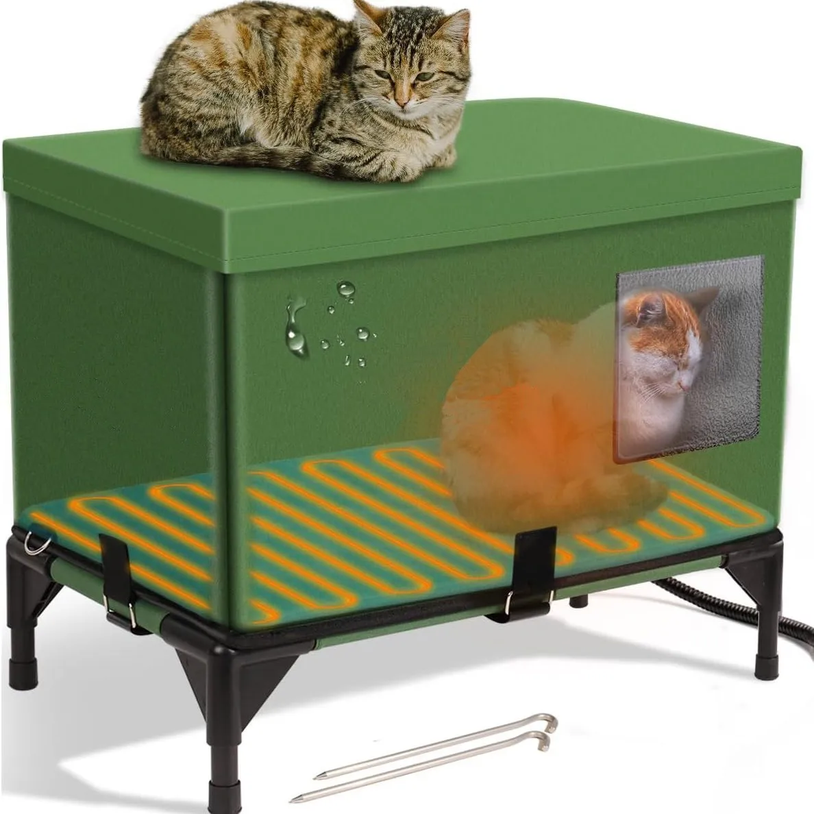 Nido para gatos al aire libre, impermeable y calentado, nido para perros, sala de parto para gatos, jaula plegable para mascotas, nido para mascotas con aislamiento térmico para gatitos - imagen 2