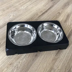 Comedero elevado para perros con doble cuenco de acero inoxidable