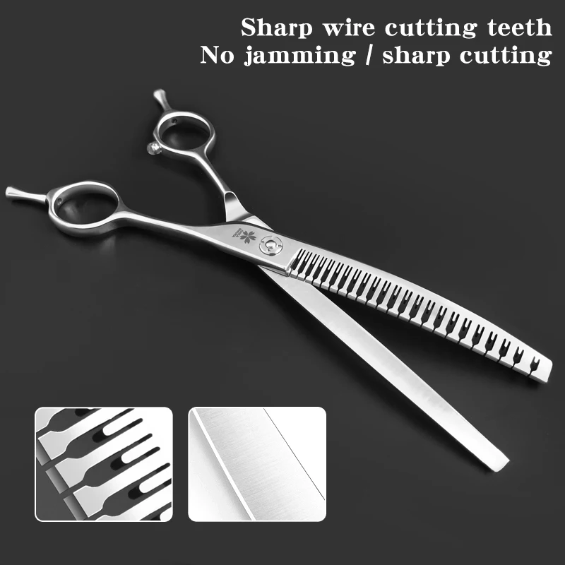 Tijeras de adelgazamiento natural para el cuidado de mascotas, 7,25/7,5 pulgadas, acero VG10, gradiente 5D, sin costuras, doblado de dientes, eliminación del 90%