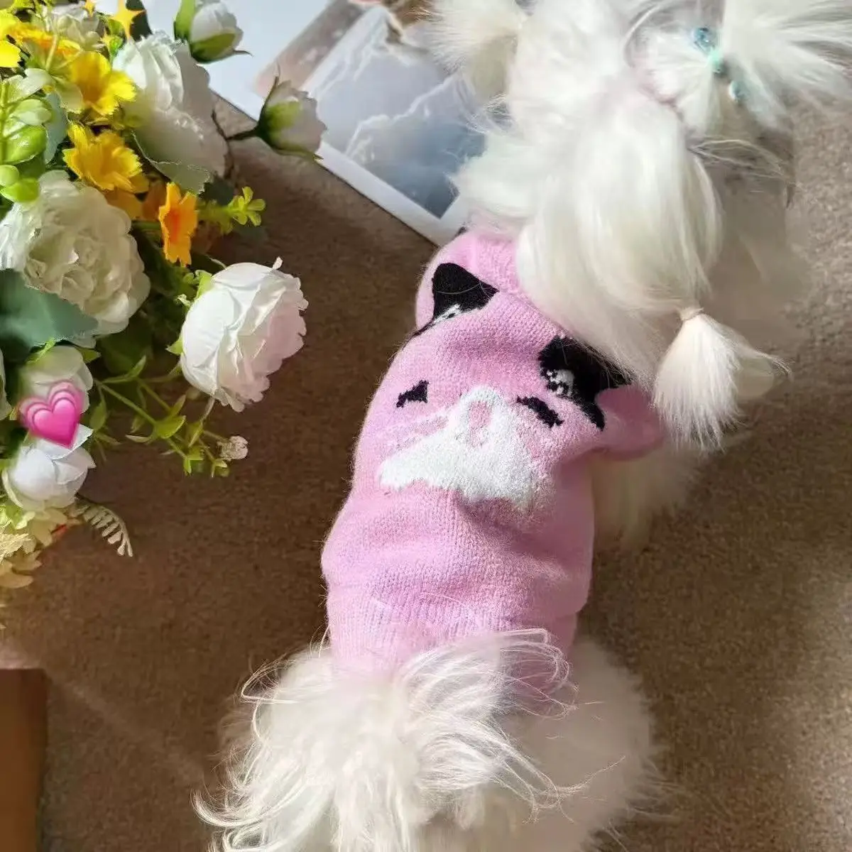 Chaleco suéter cálido otoño invierno rosa para perros y gatos pequeños - imagen 5