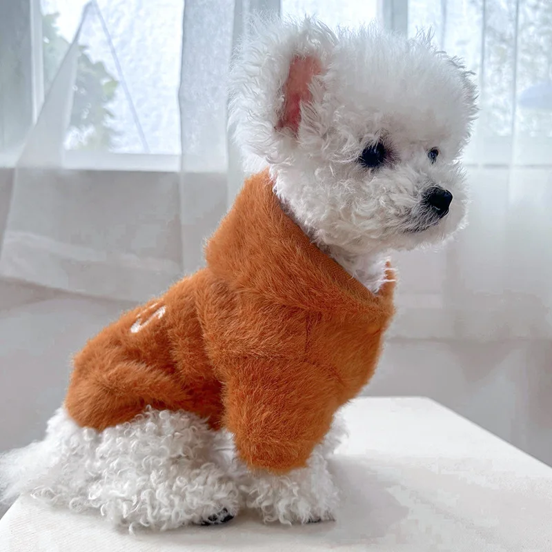 Ropa de peluche para gato mascota, otoño e invierno, marioneta Garfield, suéter de dos patas con letras de gato azul jengibre engrosado - imagen 3