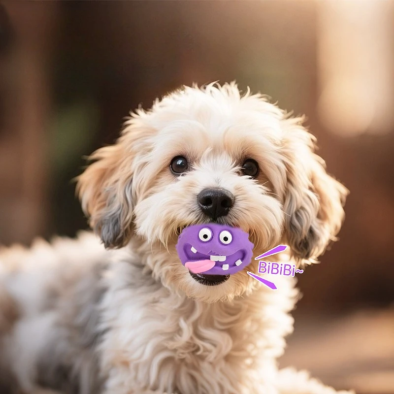 Juguete de látex para mascotas, monstruo alienígena de dibujos animados, juguete para masticar para perros, resistente a mordeduras, chirriante, para cachorros, perros pequeños, limpieza de la dentición, - imagen 3