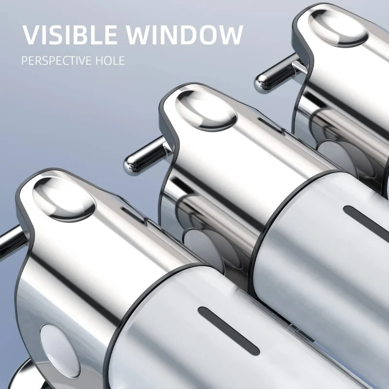 Dispensadores manuales de jabón líquido doble/triple, contenedor de champú montado en la pared de 500ml, dispensador de jabón y gel, accesorios de baño - imagen 4