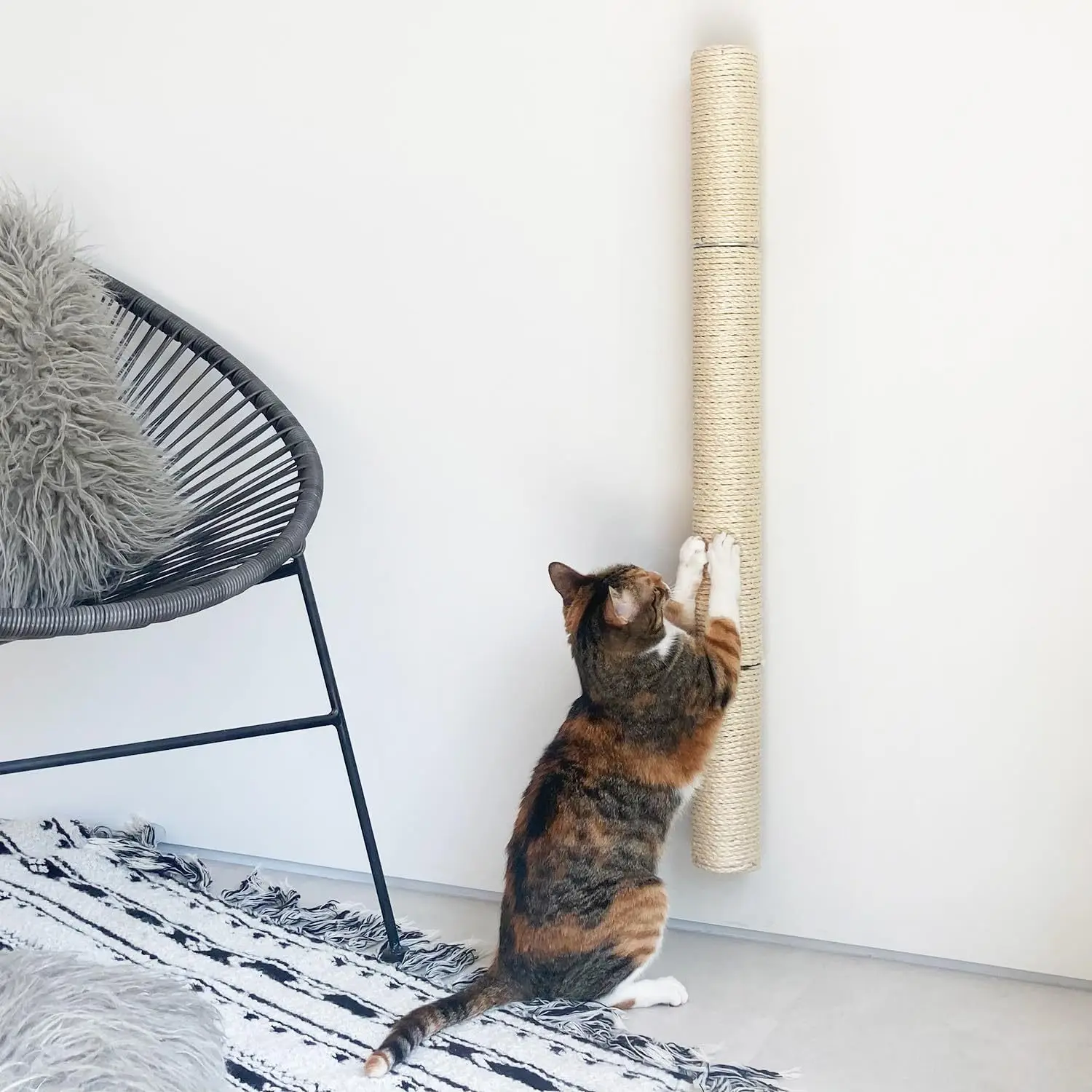 Poste rascador para gatos con cuerda de sisal montado en la pared, muebles de escalada de madera maciza con estantes de pared, ideal para gatos y gatitos de interior - imagen 3