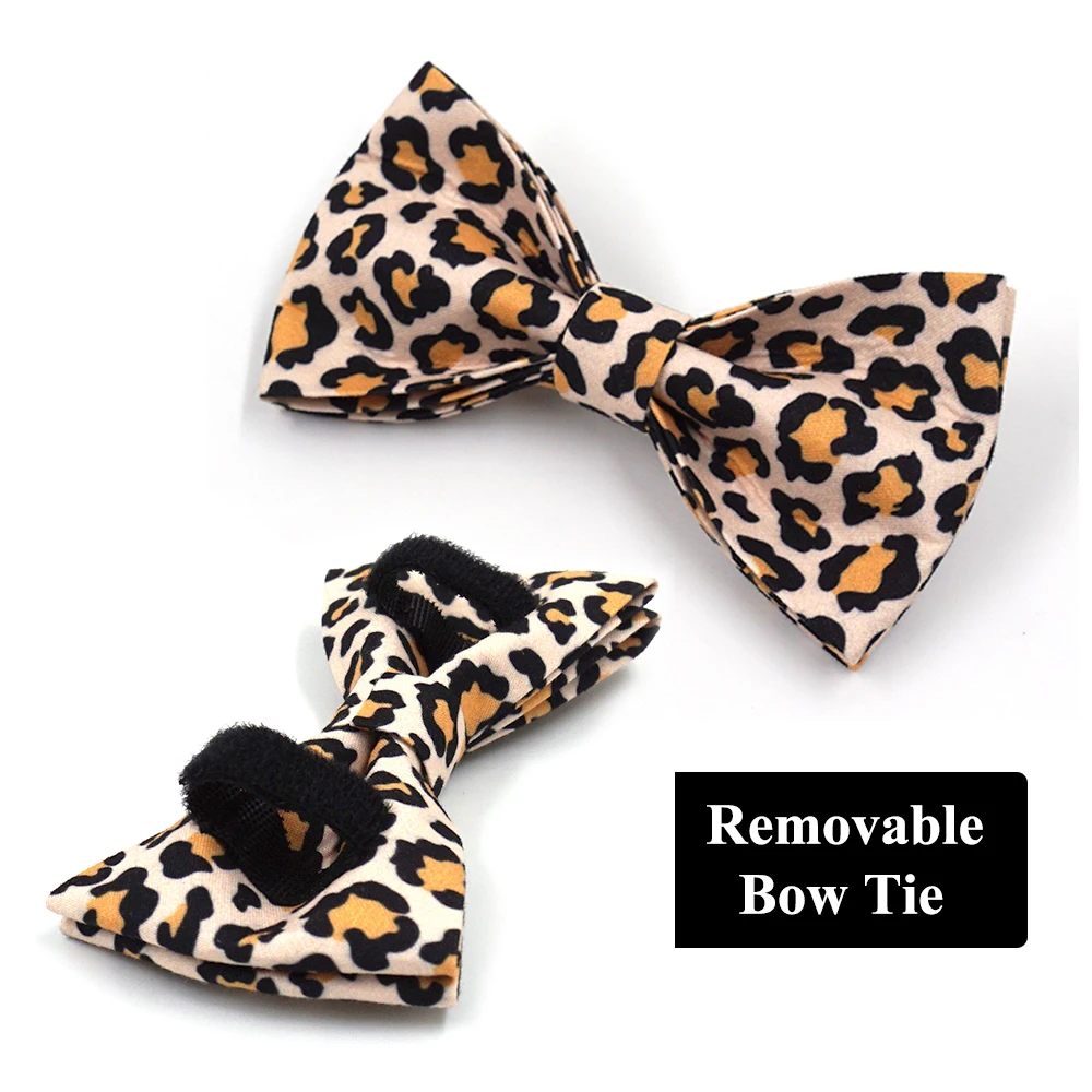 Arnés de perro de leopardo marrón para perros, Collar y correa para mascotas con grabado personalizado, conjunto con bolsa para excrementos con lazo extraíble, suministros de lujo para mascotas - imagen 5