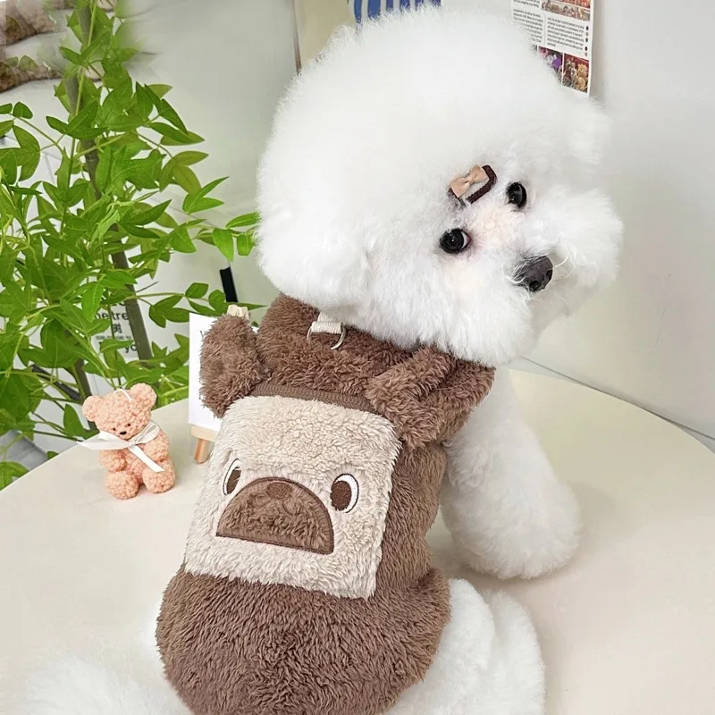 Ropa de invierno Ins, suéter de oso de peluche de peluche, ropa bonita cálida para mascotas, ropa Schnauzer, ropa para cachorros, ropa de diseñador para perros - imagen 3