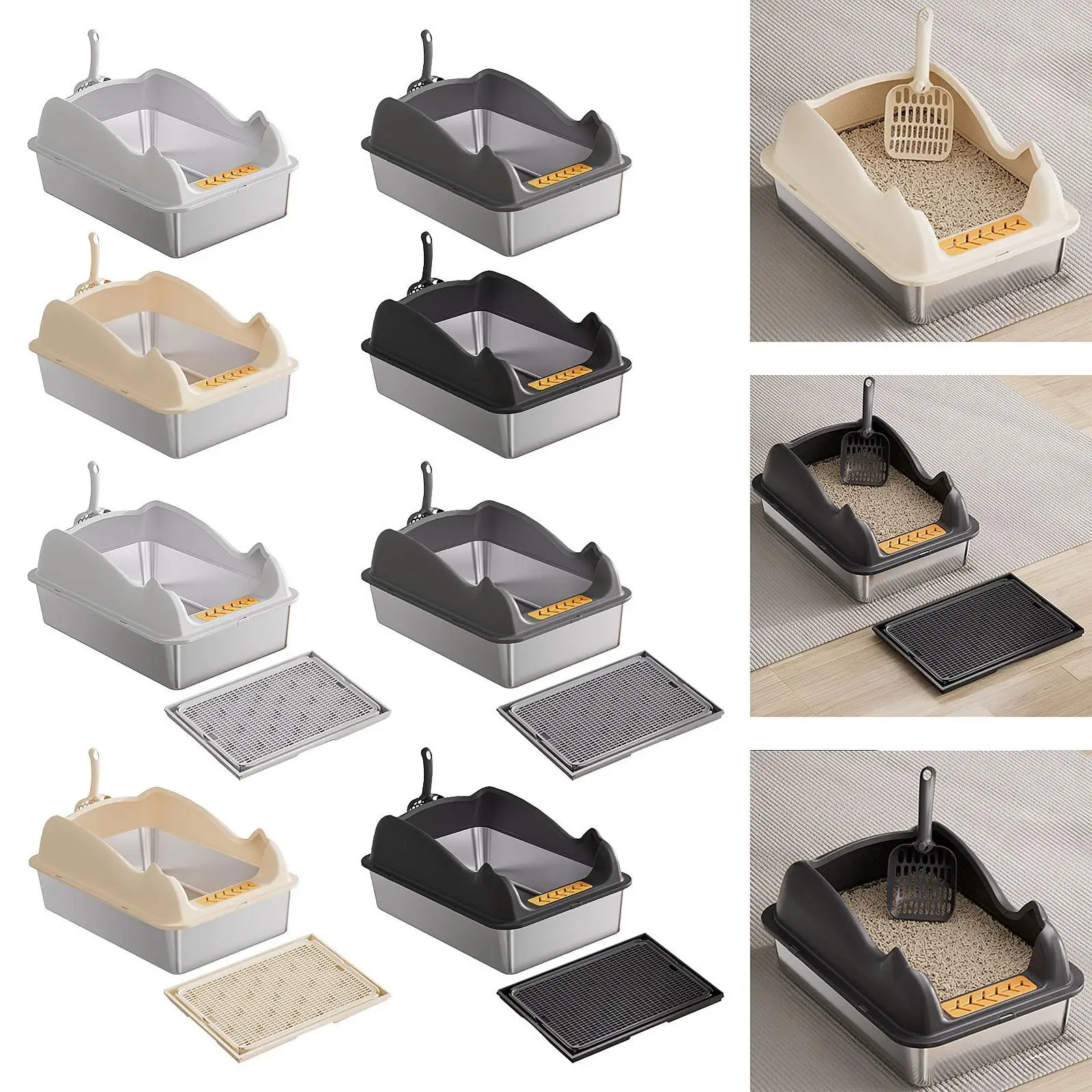 Open Top Pet Litter Box Easy to Clean Cat Sand Box Container for Indoor Cat