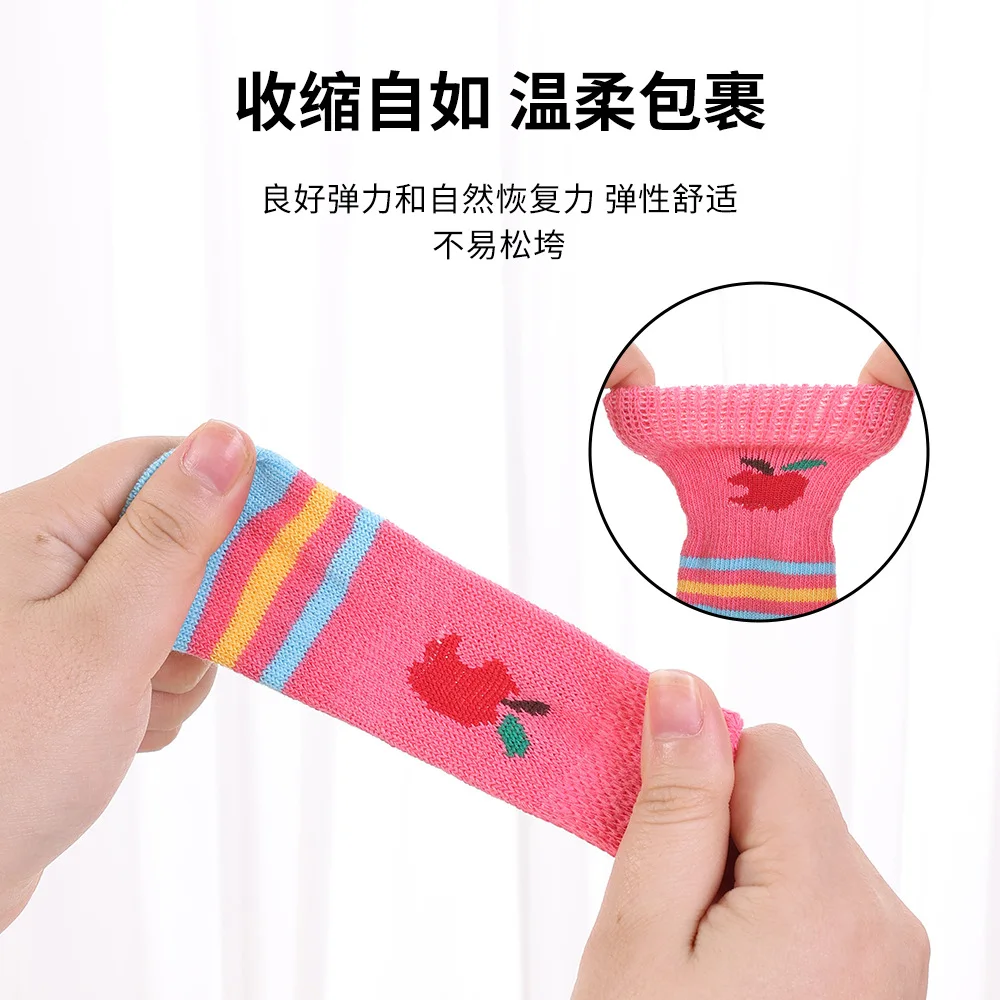 Calcetines a rayas para mascotas, cubiertas para pies de gato y perro, antiarañazos y antideslizantes, Calcetines antideslizantes de invierno, cuatro pares de zapatos para perros - imagen 3