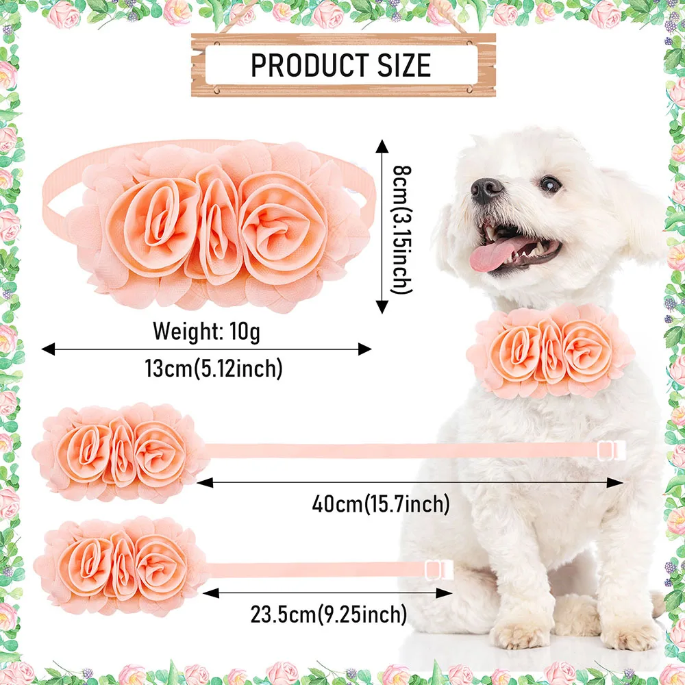 Pajaritas para perros con flores grandes, pajaritas grandes de gasa a la moda para perros, lazos para el cuidado de mascotas, accesorios de aseo de primavera para perros pequeños - imagen 3