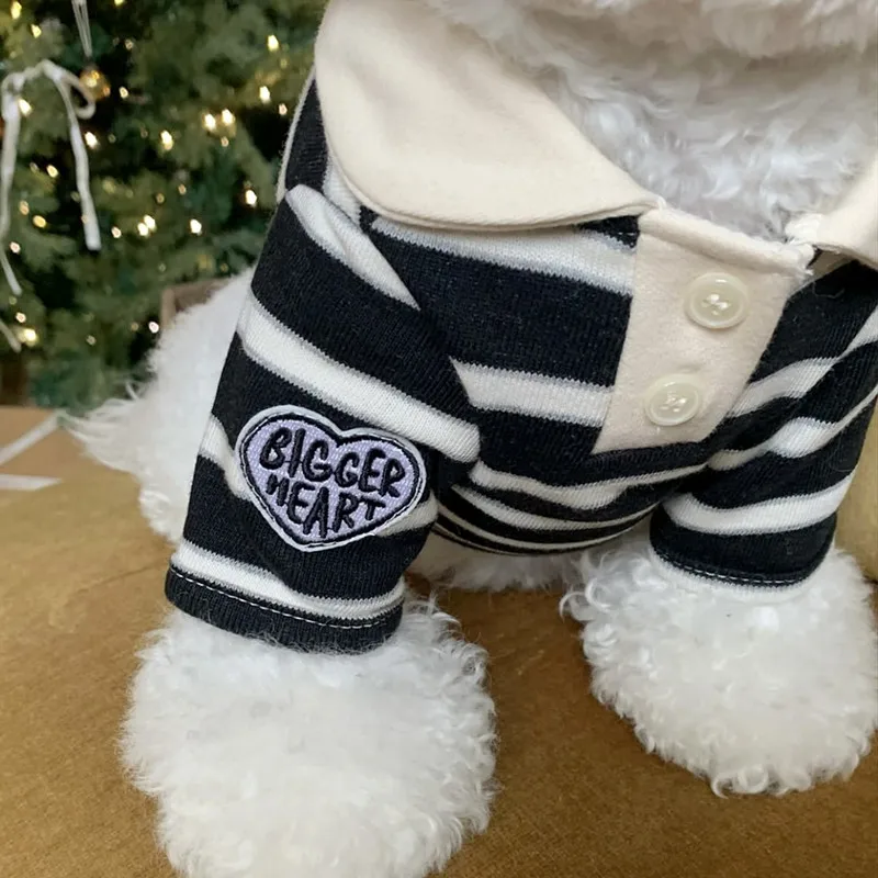 Camisa polo verano transpirable para perros Teddy gris rayas cachorros - imagen 3