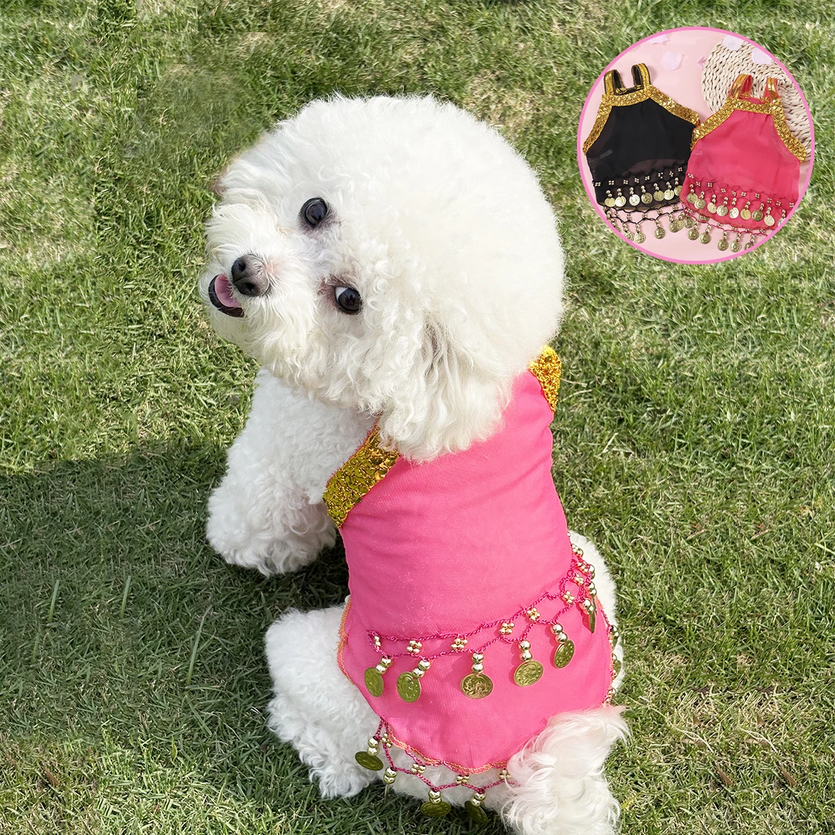 Vestido transpirable de verano para perros pequeños y gatos – Rosa