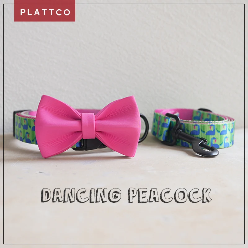 PLATTCO diseño único SLEEPING FLAMINGES respetuoso con el medio ambiente transpirable pajarita collar conjunto de correa grande tamaño mediano PDC314
