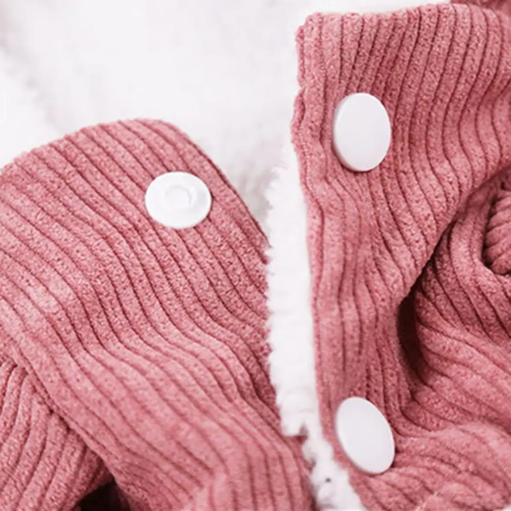 Abrigo de invierno para perros de pana de doble capa, chaqueta gruesa y cálida para perros y gatos pequeños y medianos, traje para cachorros con capucha y forro polar - imagen 2