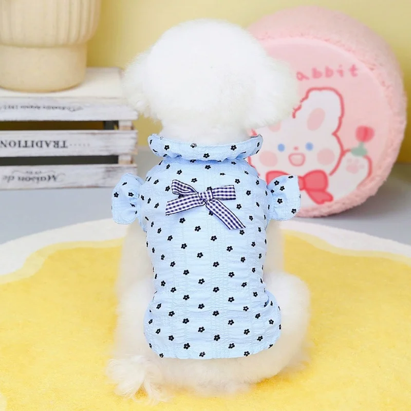 Camisa a cuadros para perros con lazo y volantes - imagen 3