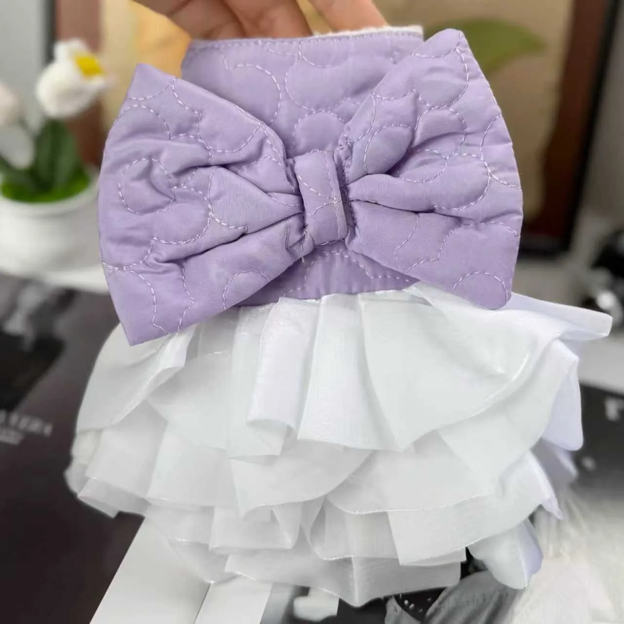 Ropa gruesa de invierno para perros, vestido de algodón con lazo, vestido de princesa para perros pequeños, vestido tutú, ropa para perros - imagen 4