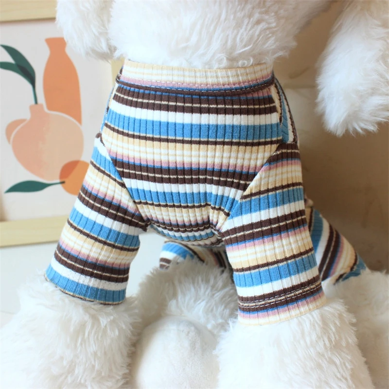 Mono con-rayas para perros pequeños y gatos – Ropa de otoño - imagen 2