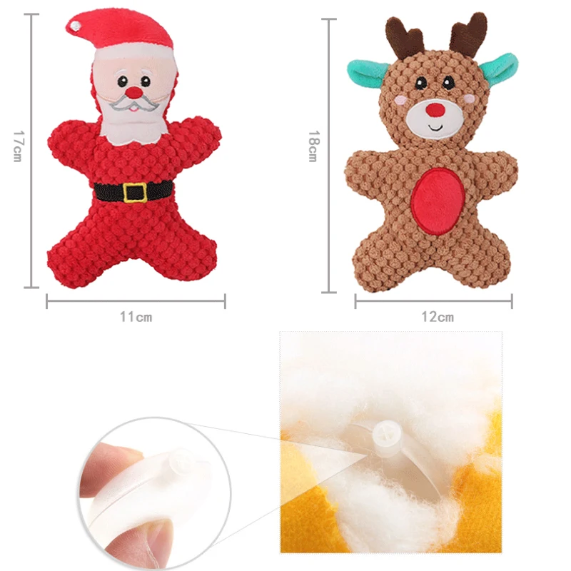 Juguete para masticar con ruido de peluche para perros, Papá Noel, alce, hombre de jengibre, Donut, gato, perro, serie navideña, suministros de rompecabezas bonitos de dibujos animados - imagen 3