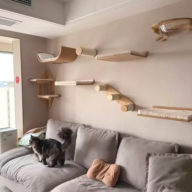 Rascador para gatos con plataforma de salto, hamaca y comedero triple - imagen 3