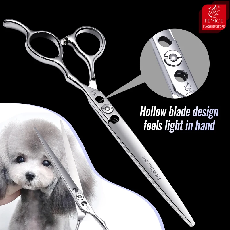 Fenice-Tijeras rectas profesionales de acero japonés para perros, tijeras de corte para mascotas, 7,0 pulgadas - imagen 5
