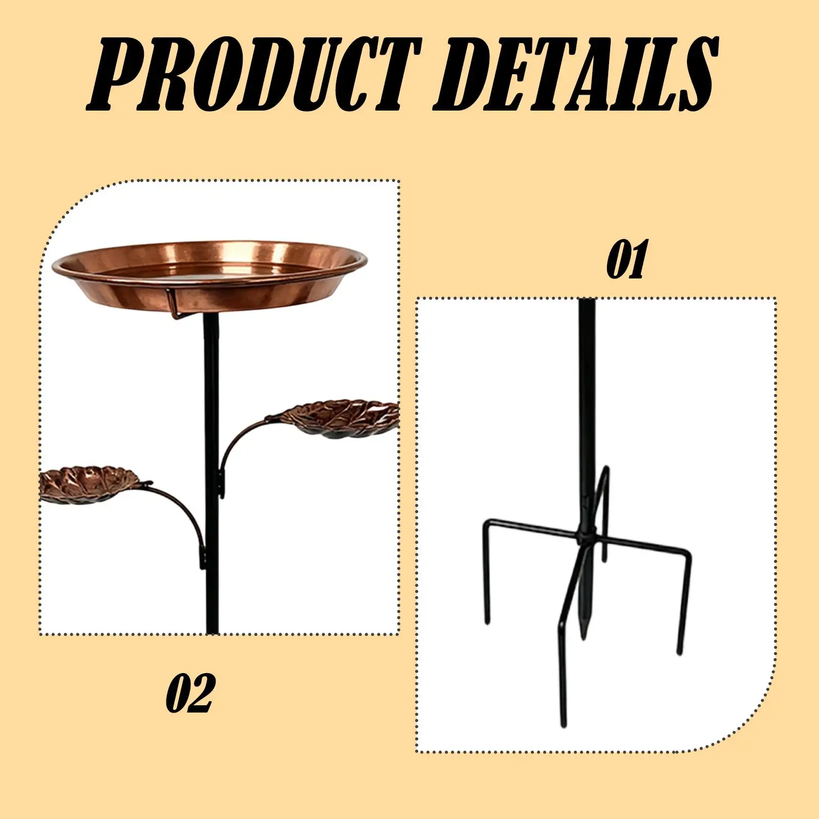 Baño de pájaros al aire libre, decoración de jardín, comedero para pájaros, decoración duradera con estaca de 5 puntas para jardín al aire libre, patio trasero - imagen 5