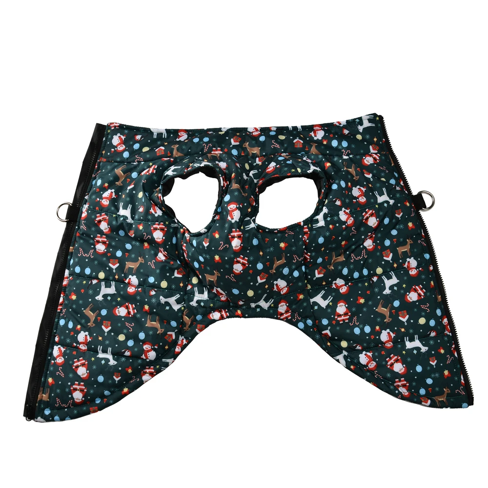 Chaqueta impermeable para mascotas para Navidad, abrigo cálido de invierno para perros pequeños y medianos, trajes de Bulldog con estampado de Papá Noel para Año Nuevo - imagen 2