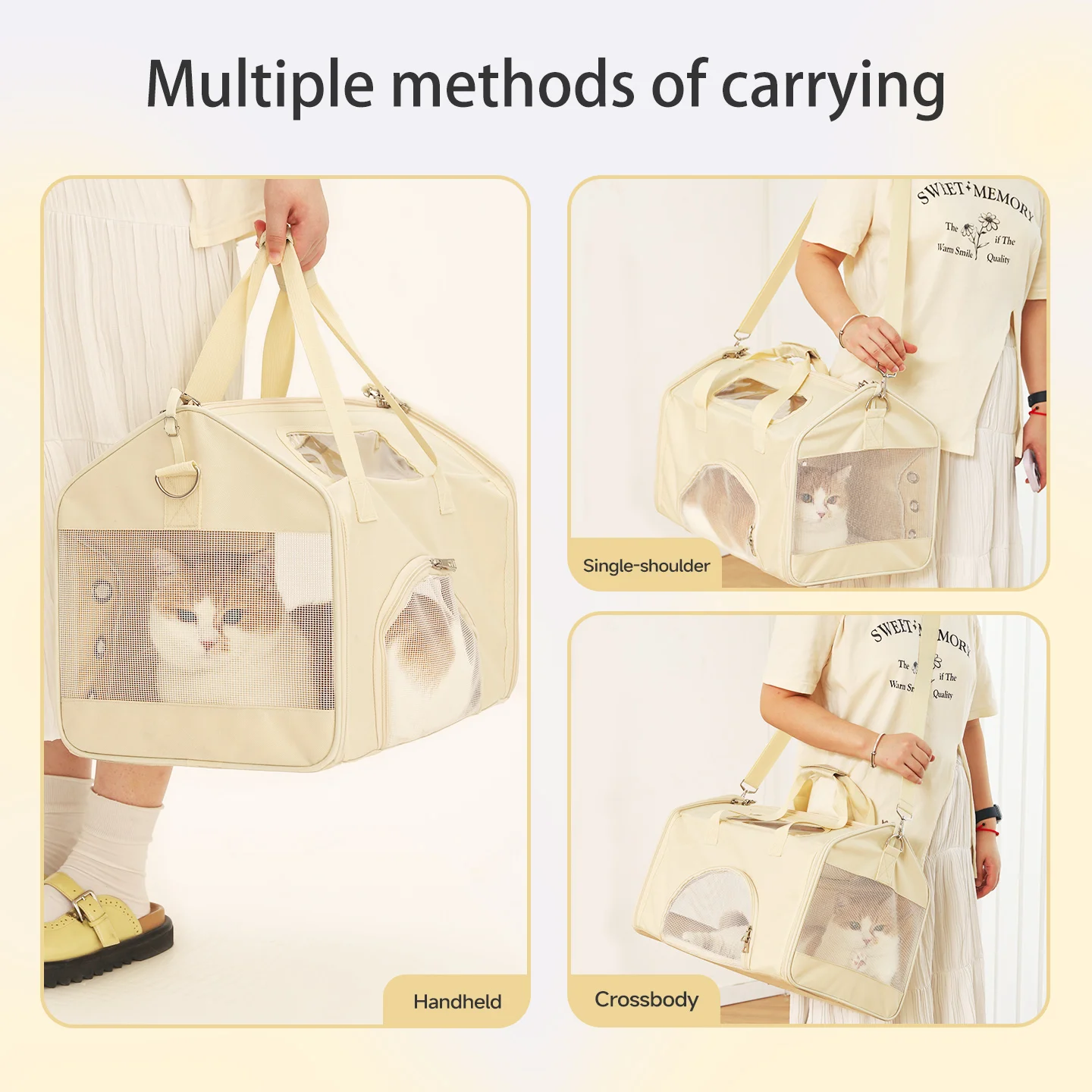 HOOPET Mochila grande para gatos para 2 gatos, bolsa transportadora para mascotas manos libres con clip para correa, ventilada y liviana para viajes - imagen 4