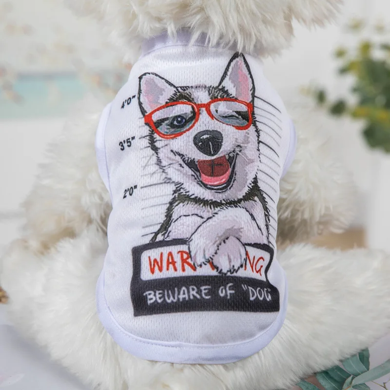 Ropa con estampado de dibujos animados para mascotas, camiseta de secado rápido para perros pequeños, chaleco Yorkshire sin arrugas, ropa colorida para mascotas, verano - imagen 4