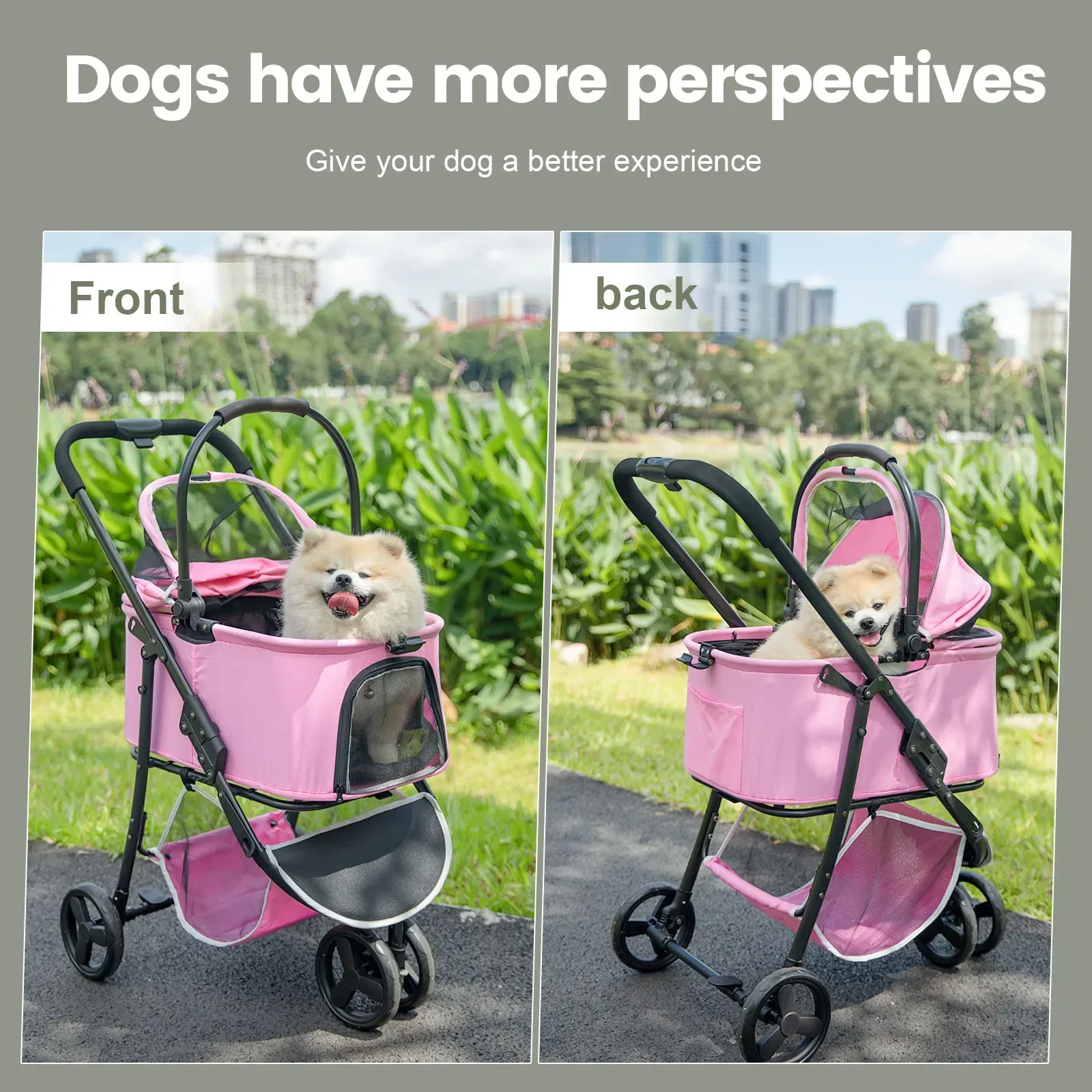 Carro para mascotas, ligero, plegable, multifuncional, un carro, doble uso, para perros y gatos, para salir, pequeño y mediano